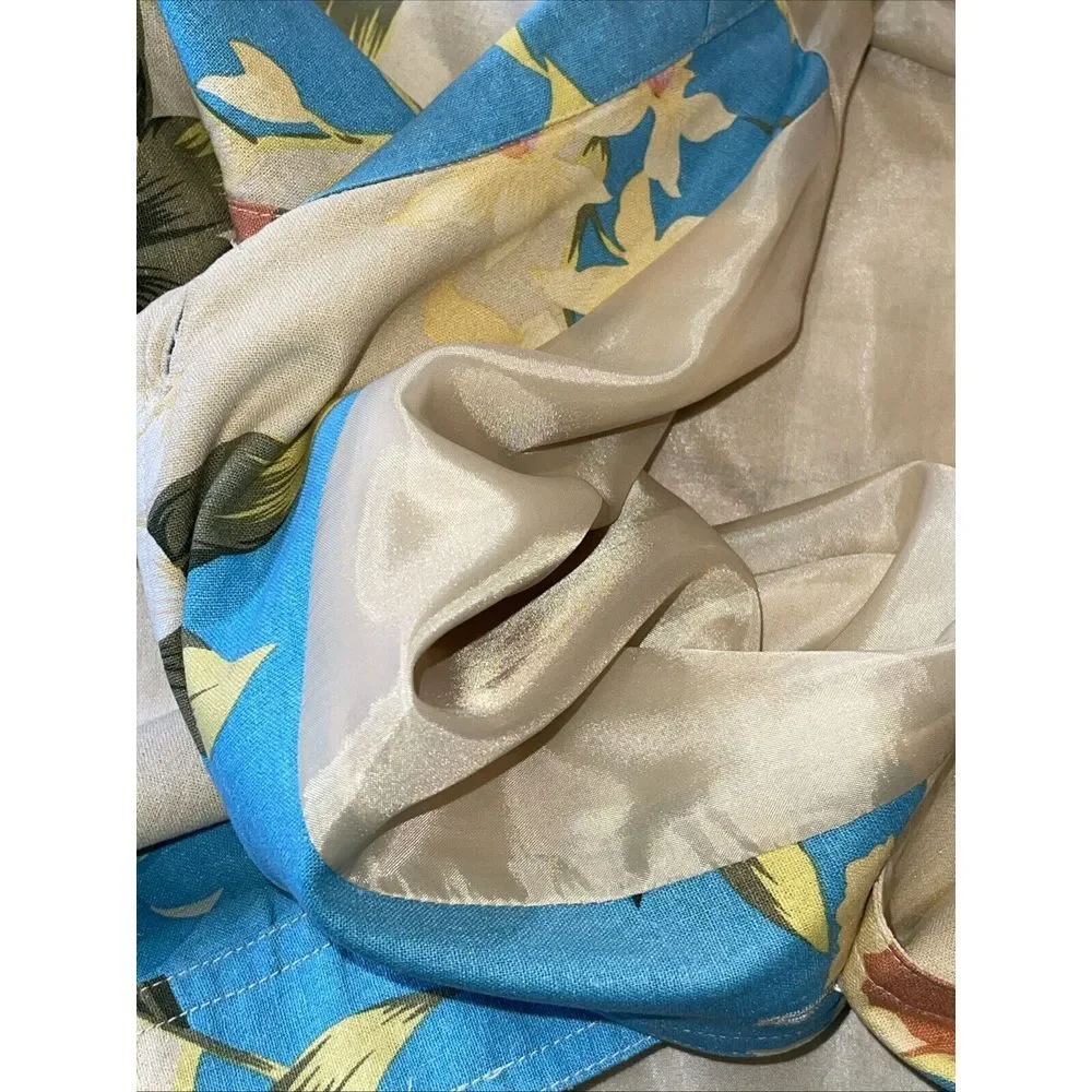 National‎ Jacket Women 1X Hawaiian Floral Tropical 100% Silk Lightweight Lined